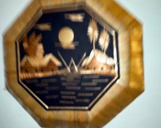 Straw Marquetry Tropical Landscape Plaque