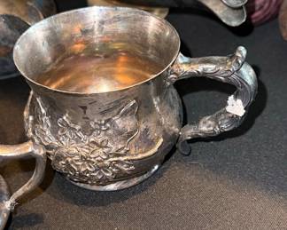 Silver Plated Repoussé Mug