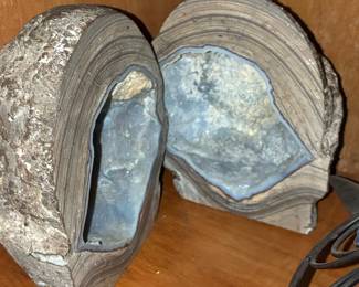 Matched Pair of Polished Agate Geode Bookends