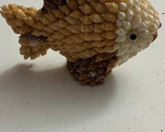 Vintage Seashell Art Angelfish Figurine
