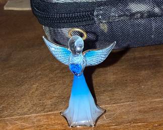 Glass Baron Blue Angel Figurine with Heart Accent