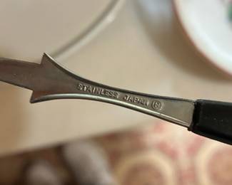 Set of 6 Mid-Century Modern Black Handle Stainless Steel Cocktail Picks - Japan