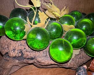 Mid-Century Modern Green Lucite Grape Cluster on Driftwood