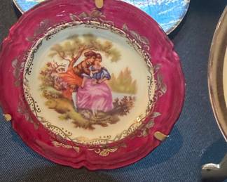 Limoges Porcelain Plate with Romantic Scene and Fragonard Design