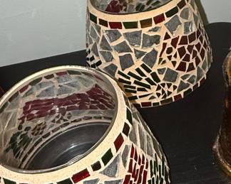 Mosaic Glass Candle Shade set