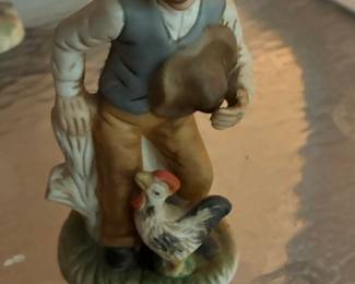 FBIA Porcelain Figurine of Farmer with Rooster