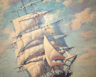 Maritime Clipper Ship Oil Painting