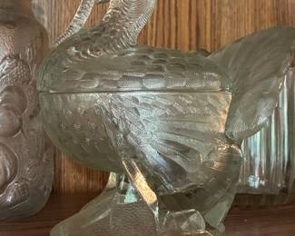 L.E. Smith Glass Turkey Covered Dish