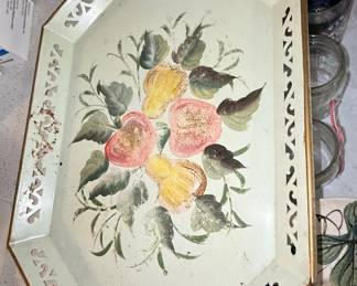 Vintage Nashco Hand-Painted Fruit Toleware Serving Tray