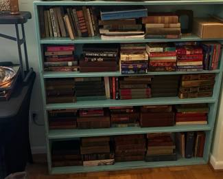Painted Pine Open Bookcase with Assorted Vintage Library