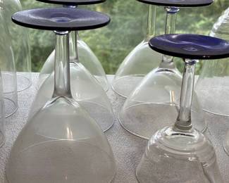 Vintage Cobalt Blue Rim Margarita Glasses