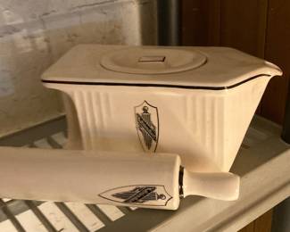 Vintage Kelvinator Refrigerator Butter Dish and Rolling Pin Set