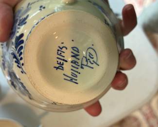 Delfts Holland Hand-Painted Footed Tea Cups
