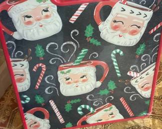Sleigh Bell Bistro Santa Mugs Cutting Board