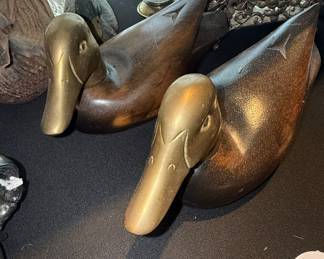 Castilian Imports Brass and Wood Ducks