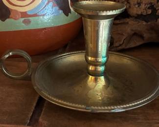 Vintage Solid Brass Chamberstick Candle Holder