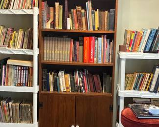 Mid-Century Modern Style Pine Bookcase with Lower Cabinet