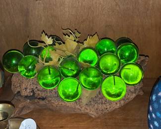 Mid-Century Modern Lucite Glass Grapes on Driftwood