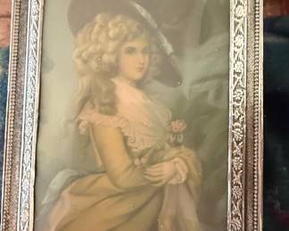Vintage Georgiana, Duchess of Devonshire Print in Ornate Silver-Tone Frame