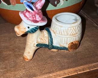 Vintage Ceramic Donkey Cart Planter/Toothpick Holder - Made in Japan