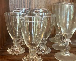 Anchor Hocking "Boopie" or "Berwick" Clear Glass Footed Goblets