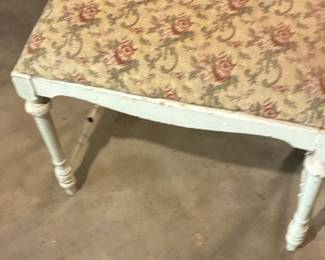 Vintage Needlepoint Floral Vanity Bench