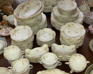 Haviland & Co. Limoges Porcelain Dinnerware Set - Pink Floral Pattern