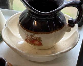 McCoy Pottery "Fruit Festival" Pitcher and Basin Set