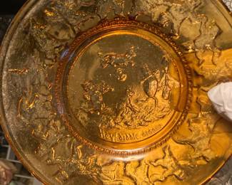 Tiara Glass "See-Saw Margery Daw" & "Humpty Dumpty" Amber Glassware Set