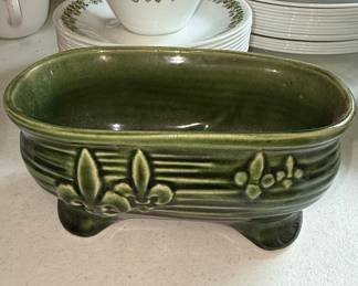 Vintage McCoy Pottery Bathtub Planter with Fleur-de-lis Design