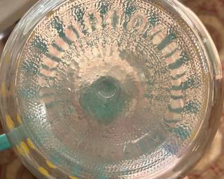 E-Z Por Corp Atomic Age Glass Juice Carafe with Turquoise Lid
