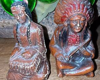Vintage Native American Chief and Squaw Salt and Pepper Shakers