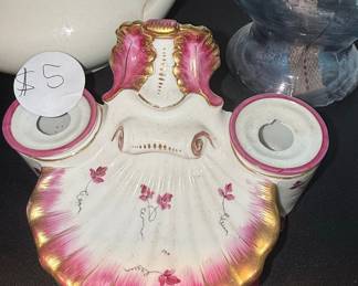 Victorian Porcelain Double Inkwell