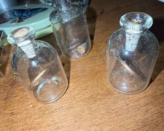 Vintage Miniature Glass Apothecary Vials with Cork Stoppers