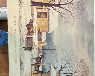 Currier & Ives 'Home to Thanksgiving' Lithograph Reproduction by Shorewood Reproductions