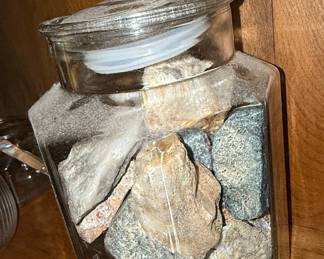 Vintage Glass Apothecary Jar with Mineral Collection