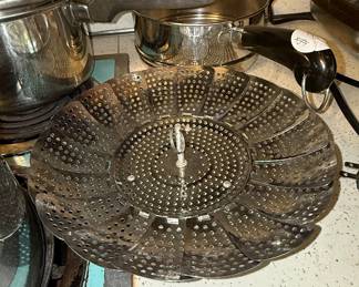 Vintage Stainless Steel Folding Vegetable Steamer Basket