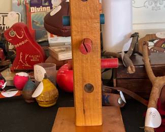 Vintage Wooden Toy Workbench Tool/Bolt Practice Stand