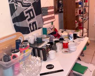 Yeti/Rtic mugs, coffee mugs, Bookshelf