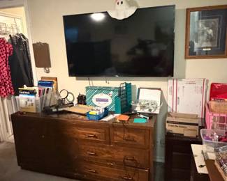 Dresser and TV, office supplies