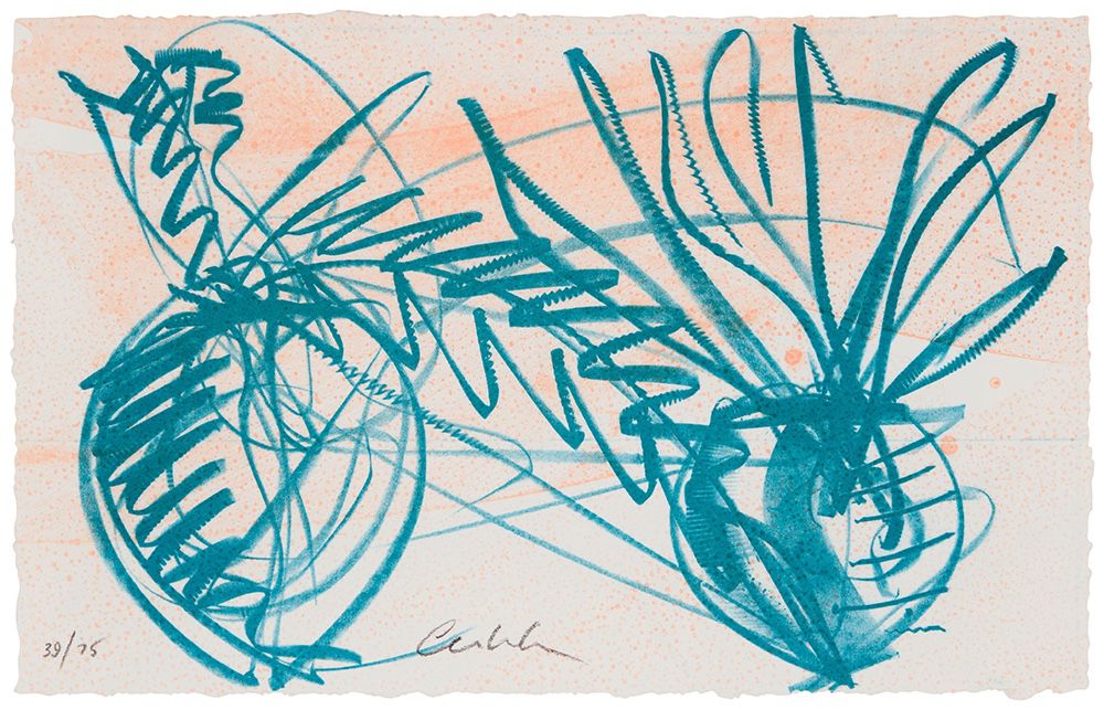 3001 Dale Chihuly (b. 1941) "Ikebana Sketch #8," 2002 Lithograph in colors on wove paper Edition: 39/75 Signed and numbered along the lower edge: Chihuly; Portland Press, Portland, OR, prntr.; Print Haven, Bozeman, MT, pub. Image/Sheet: 9 x 14 in. Estimate: $400 - $600