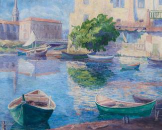 3257 Pluma Brown (1858-1940) "Martigua" Oil on canvas Signed lower right: Pluma Brown; titled on a gallery label affixed to the frame's backing board 20 x 26 in. Estimate: $400 - $600