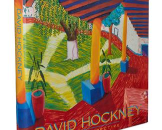 3112 David Hockney (b. 1937) "David Hockney: A Retrospective," 1988 Hardcover book Tuchman, Maurice and Stephanie Barron. "David Hockney: A Retrospective." New York: Harry N. Abrams, Inc., 1988 Signed Second Printing Signed by the artist to half title, with doodle: David Hockney Height 11 3/8 in., width 10 7/8 in., depth 1 1/2 in. Estimate: $200 - $300