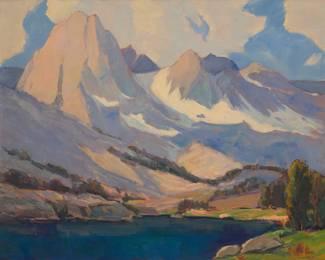 3308 Harvey B. Coleman 1884-1959 A mountain lake Oil on canvas mounted to Masonite Signed lower left: Harvey B. Coleman 16 x 20 in. Estimate: $800 - $1,200