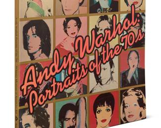 3377 Andy Warhol (1928-1987) "Andy Warhol: Portraits of the 70s" Softcover book Whitney, David (editor). "Andy Warhol: Portraits of the 70s." New York: Random House and the Whitney Museum of American Art, 1979 Signed First Printing, Trade Issue Signed by Warhol to half title: Andy Warhol Height 9 in., width 8 5/8 in., depth 1/2 in. Estimate: $200 - $300