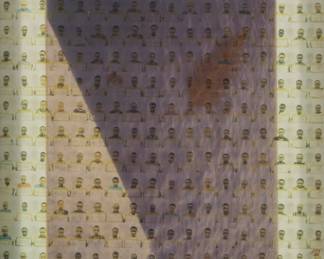 3409 Christopher Karl (20th Century) "Rivers," 1996 Mixed media collage on paper framed with printed glass Signed lower right: Christopher Karl; signed again. titled, and dated "7-28-96," all in pencil on the frame's backing board Sight: 10 1/2 x 8 in. Estimate: $200 - $400