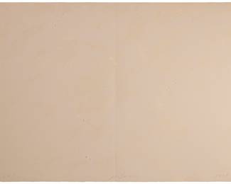 3216 Joe Goode (b. 1937) "Untitled," 1978 Lithograph in colors with razor blade impression by artist on off-white wove paper A bon à tirer impression aside from the edition of 30 Signed, dated, and inscribed in pencil along the lower edge: Joe Goode / 1978 / BAT; Cirrus Editions, Los Angeles, CA, prntr./pub., with their blindstamp in the lower left sheet corner, and pencil work number, 246c-JG78, on the verso of the same sheet corner Image/Sheet: 28.125" H x 40.125" W Estimate: $500 - $700