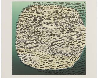 3218 Yu Youhan (1943-2023) Untitled, 2012 Lithograph in colors on paper A bon à tirer impression, aside from the edition of unknown size Signed in Chinese characters, dated "2012," and inscribed "BAT," all in pencil in the lower margin; Cirrus Editions, Los Angeles, CA, pub. with their blindstamp in the lower left margin and pencil work number, 672C-YY12, verso Image: 20 1/8 x 20 1/8 in.; Sheet: 26 1/4 x 26 in. Estimate: $500 - $700