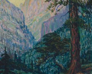 3415 Walter Barron Currier (1879-1934) A mountainous landscape, 1923 Oil on canvasboard Signed and dated lower right: Walter Barron Currier 1923 16 x 12 in. Estimate: $500 - $700