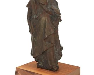 3340 Paul Wayland Bartlett (1865-1925) "Philosophy" maquette, modeled circa 1910, cast circa 1927 Patinated bronze bas-relief on wood plinth Signed, dated, and numbered in the casting: © 51 / P W Bartlett Height of bronze 16 3/8 in., width 7 3/4 in., depth 4 1/2 in.; height overall 18 1/2 in., width 10 1/4 in., depth 8 in. Estimate: $300 - $500